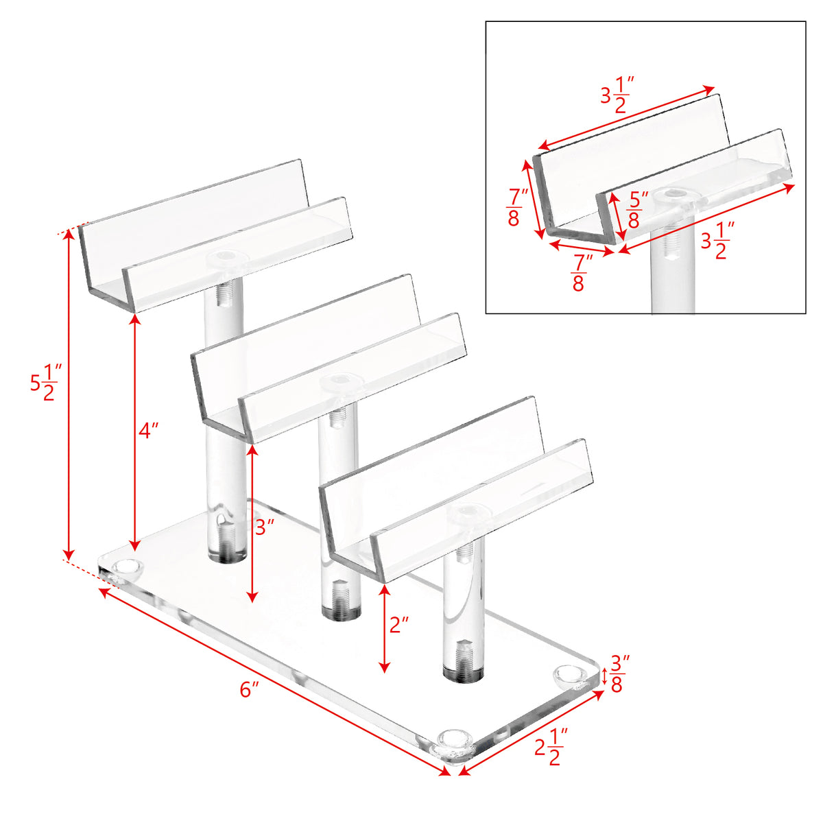 #AC-013 Acrylic 3 Tiers Eyewear Frame Stand