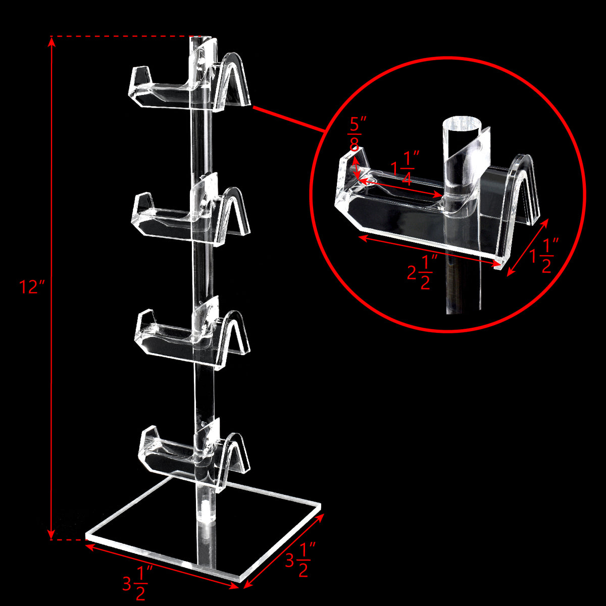 #AC-024x2 Acrylic Eyeglasses Frame Riser, 4 Frames, 2pcs/set