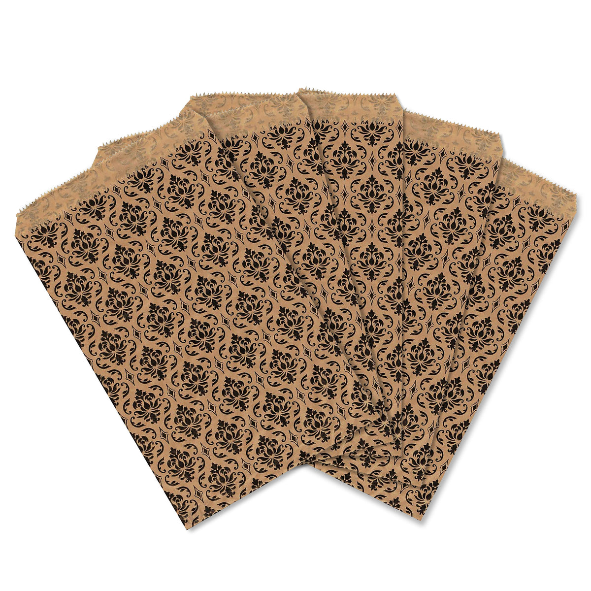 #EN026 Damask Printed Paper Gift Bags 5"W x 7''H