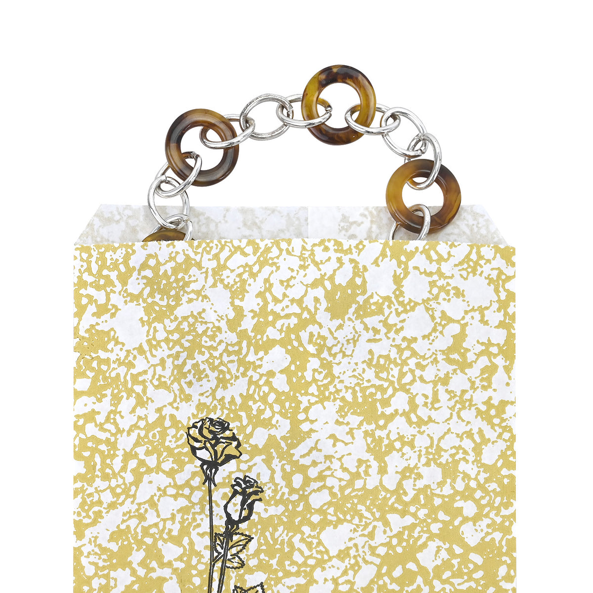 #EN116 Gold Tone Printed Paper Gift Bags 5"L x 7"H