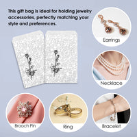 #EN127 Silver Tone Printed Paper Gift Bags 4"W x 6"H