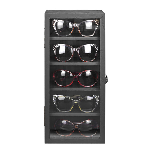 Wall Mounted Wooden Collectible Display Case w/ 5 Shelves