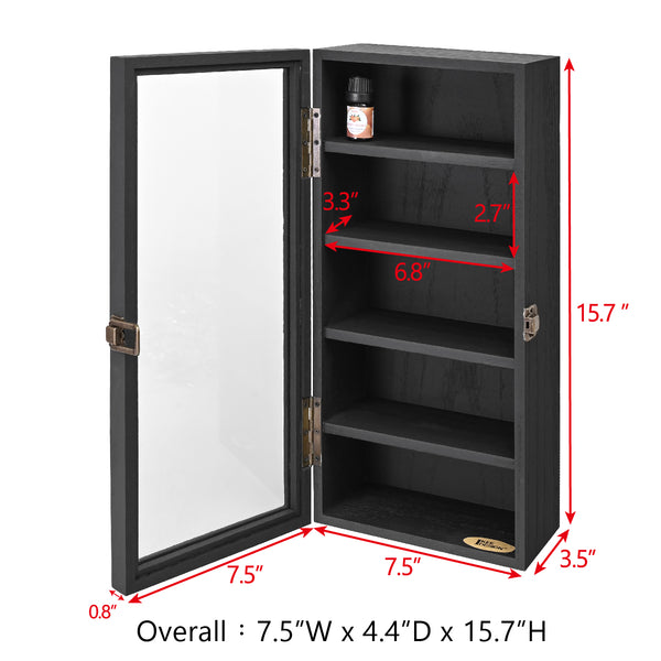 Wall Mounted Wooden Collectible Display Case w/ 5 Shelves