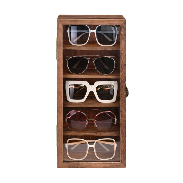 Wall Mounted Wooden Collectible Display Case w/ 5 Shelves