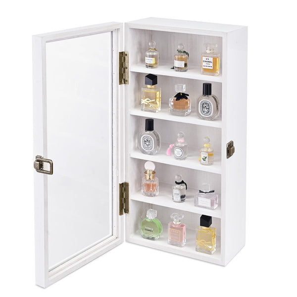 Wall Mounted Wooden Collectible Display Case w/ 5 Shelves