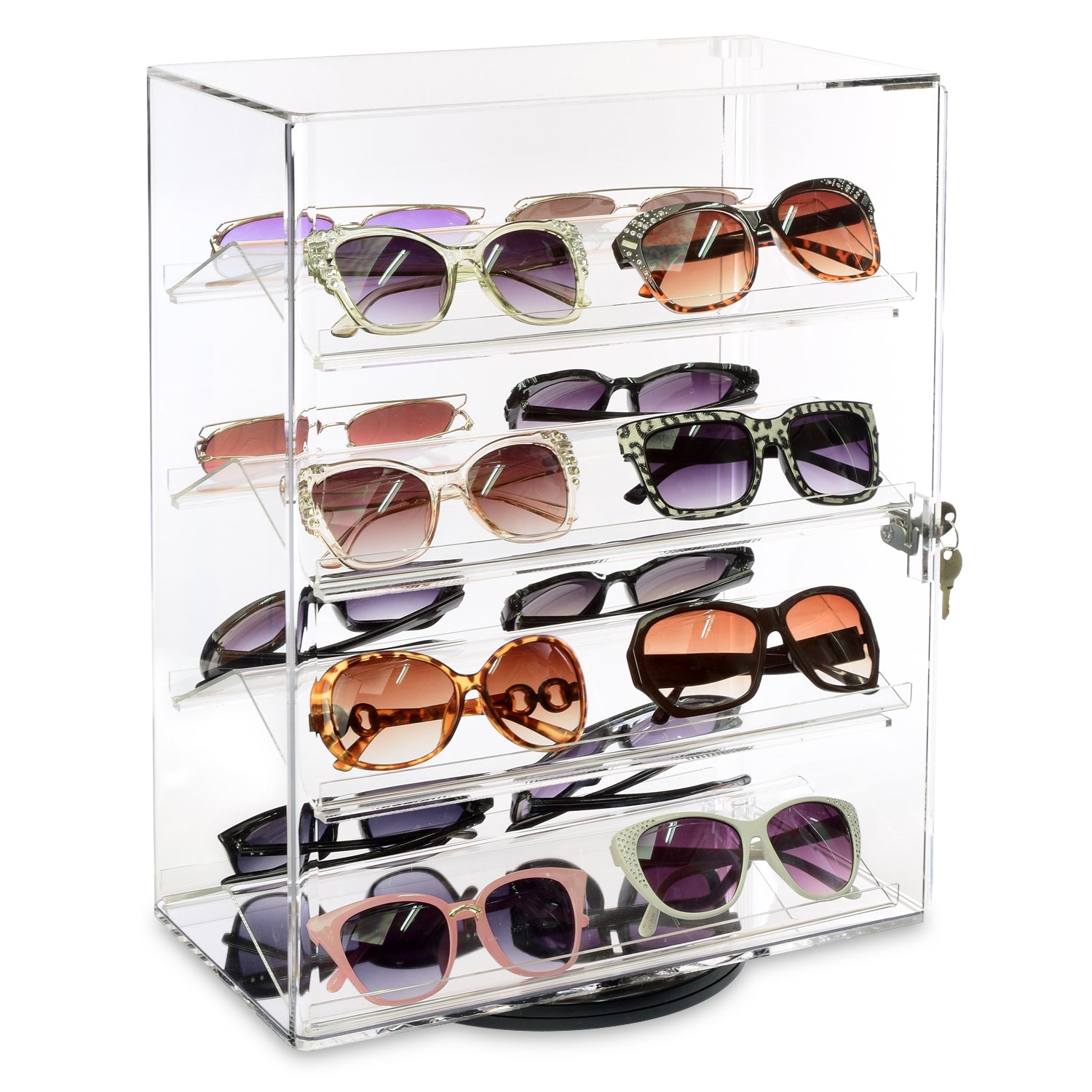Rotating Lockable Acrylic Eyewear Display Case With Lock