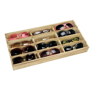 #WDEY212 Antique wooden eyewear tray for 12 pairs of sunglasses