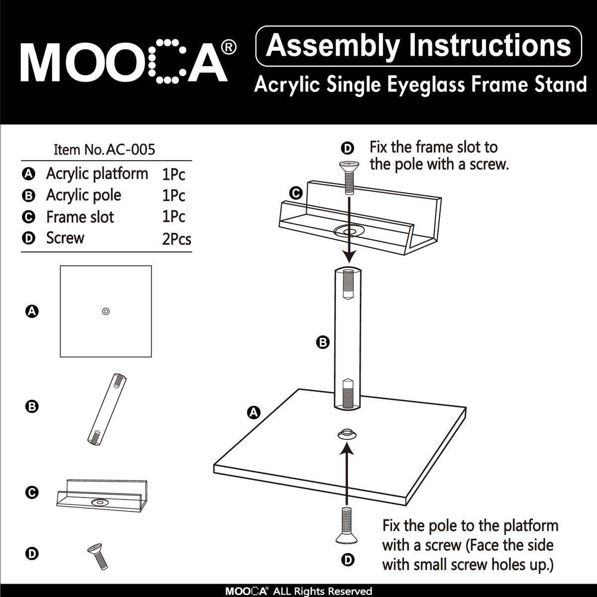 #AC-005X3 Acrylic Single Eyeglass Frame Stand.3pcs/set
