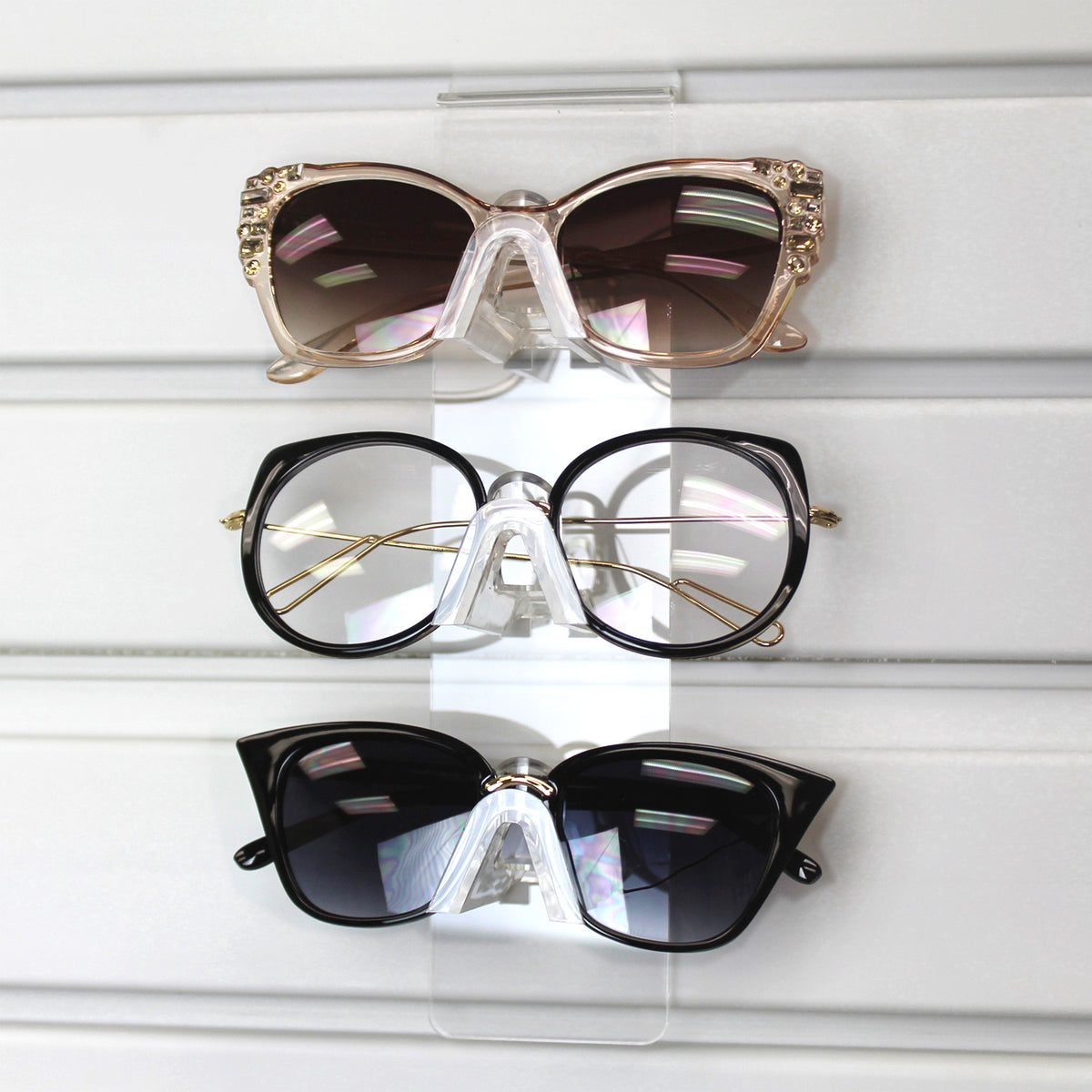 #AC-063X2 Acrylic Slatwall Display for 3 pairs eyeglasses. 2pcs/set