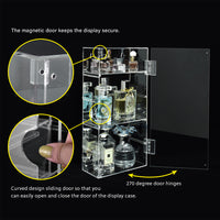 #DP320-A   Acrylic 5 Levels Mirrored Back Display Shelf with Door