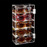#DP320-A   Acrylic 5 Levels Mirrored Back Display Shelf with Door