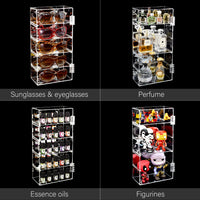 #DP320-A   Acrylic 5 Levels Mirrored Back Display Shelf with Door
