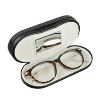 #EYC-1688BK Dual Portable Eyeglass Hard Shell Leatherette Case With Soft Flocked Fabrics Inside