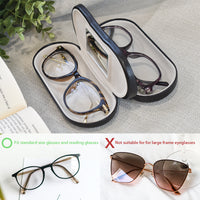 #EYC-1688BK Dual Portable Eyeglass Hard Shell Leatherette Case With Soft Flocked Fabrics Inside