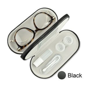 #EYC-1788BK 2 in 1 Glass and Contact Lens Case With Mirror, Double Sided Portable Eyeglass Case