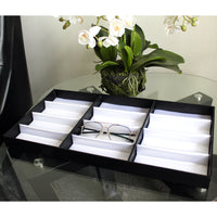 #TR-34BP (BK) Leatherette Wooden Eyewear  Tray 19" x 9 3/4"x 1 1/4"H. For Up To 12 Frames. | APEX International