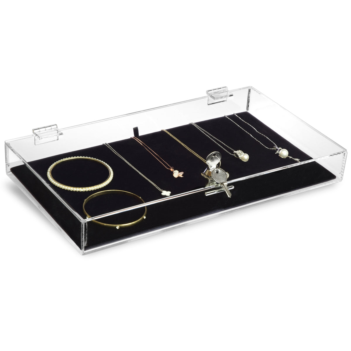 #TRJ2656 Acrylic Marketing Holder Locking Showcase Box Display Tray for Watches Jewelry Collector Knives with a Key.