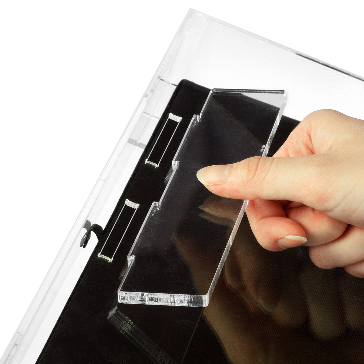 #TRJ2656 Acrylic Marketing Holder Locking Showcase Box Display Tray for Watches Jewelry Collector Knives with a Key.