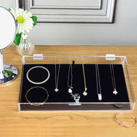 #TRJ2656 Acrylic Marketing Holder Locking Showcase Box Display Tray for Watches Jewelry Collector Knives with a Key.