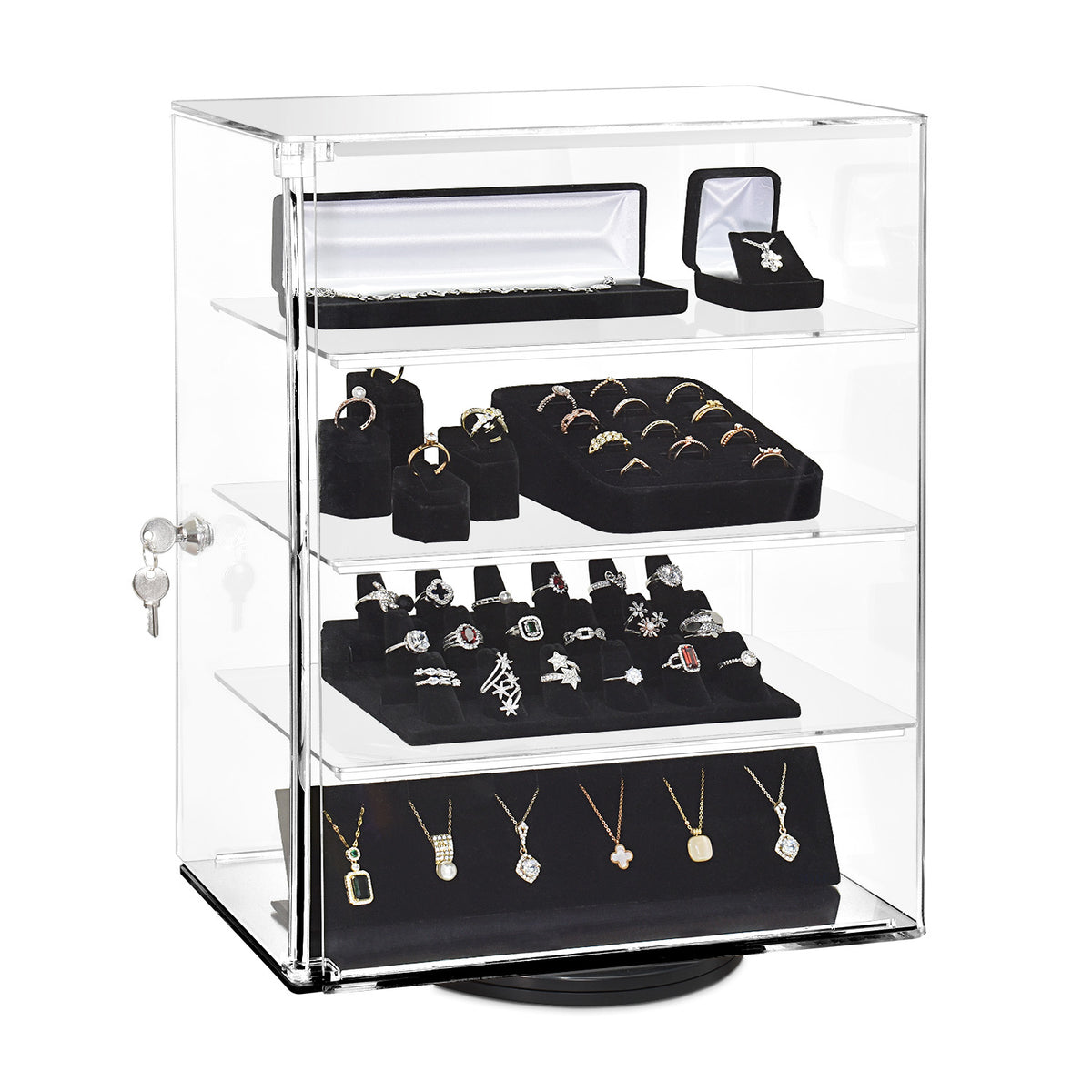 Rotating Lockable Acrylic Eyewear Display Case With Lock 