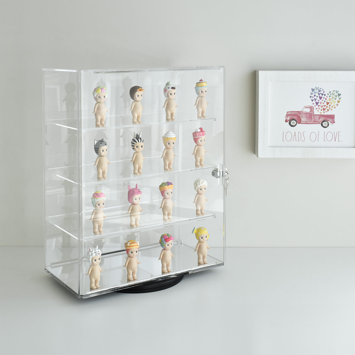 Rotating Lockable Acrylic Eyewear Display Case With Lock 