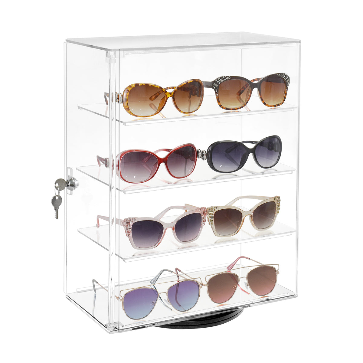 Rotating Lockable Acrylic Eyewear Display Case With Lock 