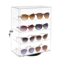 Rotating Lockable Acrylic Eyewear Display Case With Lock 