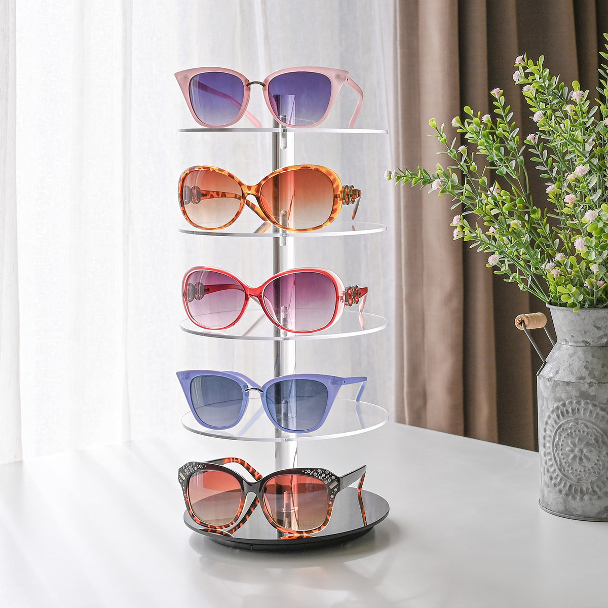  5 Tier Acrylic Rotating Eyewear Display Stand for 5 Frames 