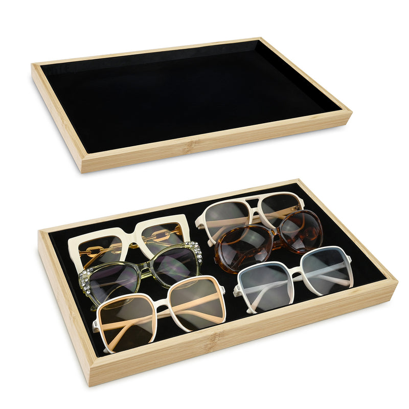 #BW1-1x2  Multi-functional Bamboo Wood Jewelry Tray 2 pcs