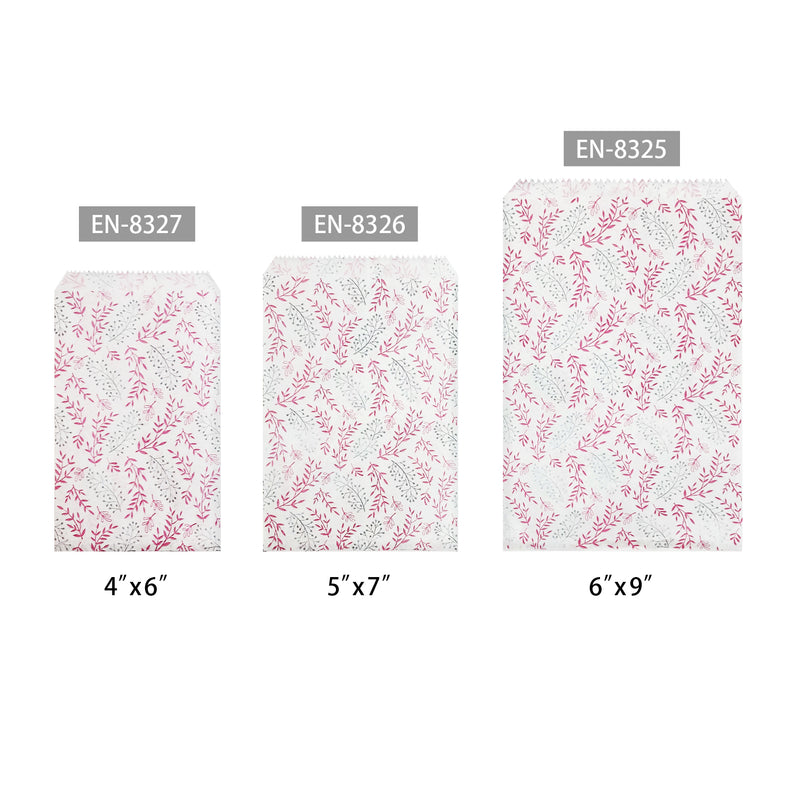 #EN-8325 Leaf Printed Paper Gift Bags 6"WX9"H