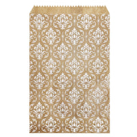 #EN-9706-WH White Damask Kraft Gift Bags 5"WX7"H