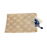 #EN-9706-WH White Damask Kraft Gift Bags 5"WX7"H