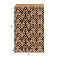 #EN025 Damask Printed Paper Gift Bags 6"W x 9''H