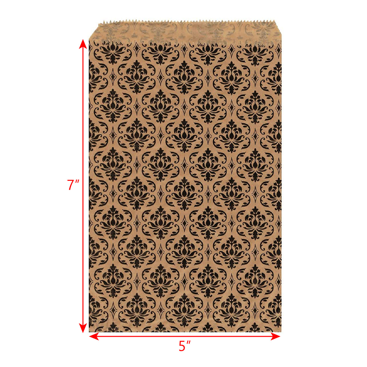 #EN026 Damask Printed Paper Gift Bags 5"W x 7''H