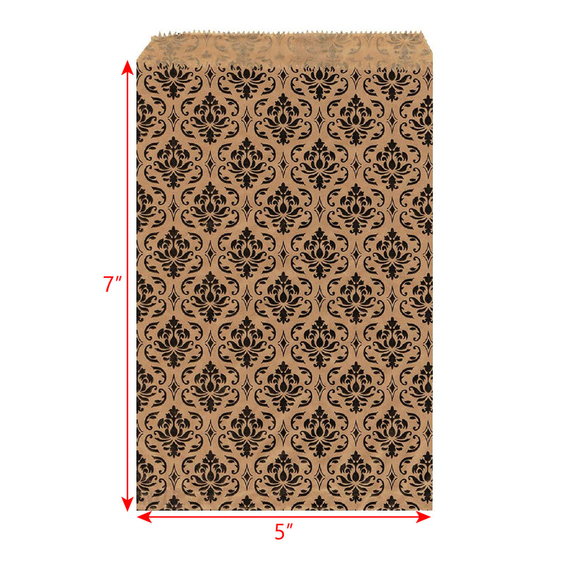 #EN026 Damask Printed Paper Gift Bags 5"W x 7''H