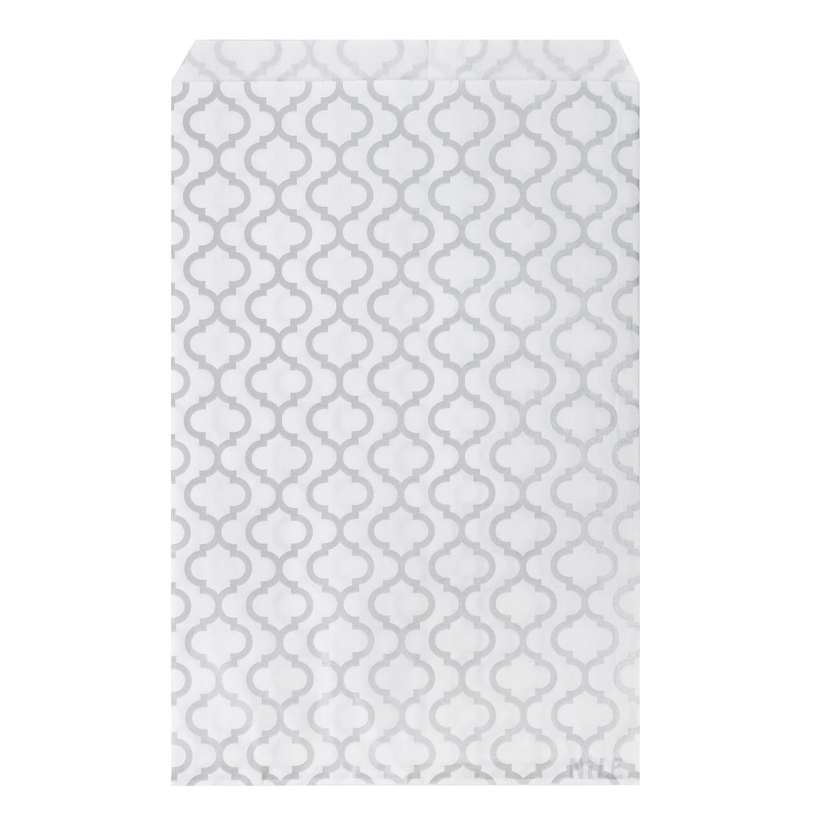 #EN045-SW Silver Moroccan Printed Paper Gift Bags 6"W x 9"H