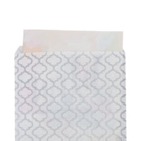 #EN045-SW Silver Moroccan Printed Paper Gift Bags 6"W x 9"H