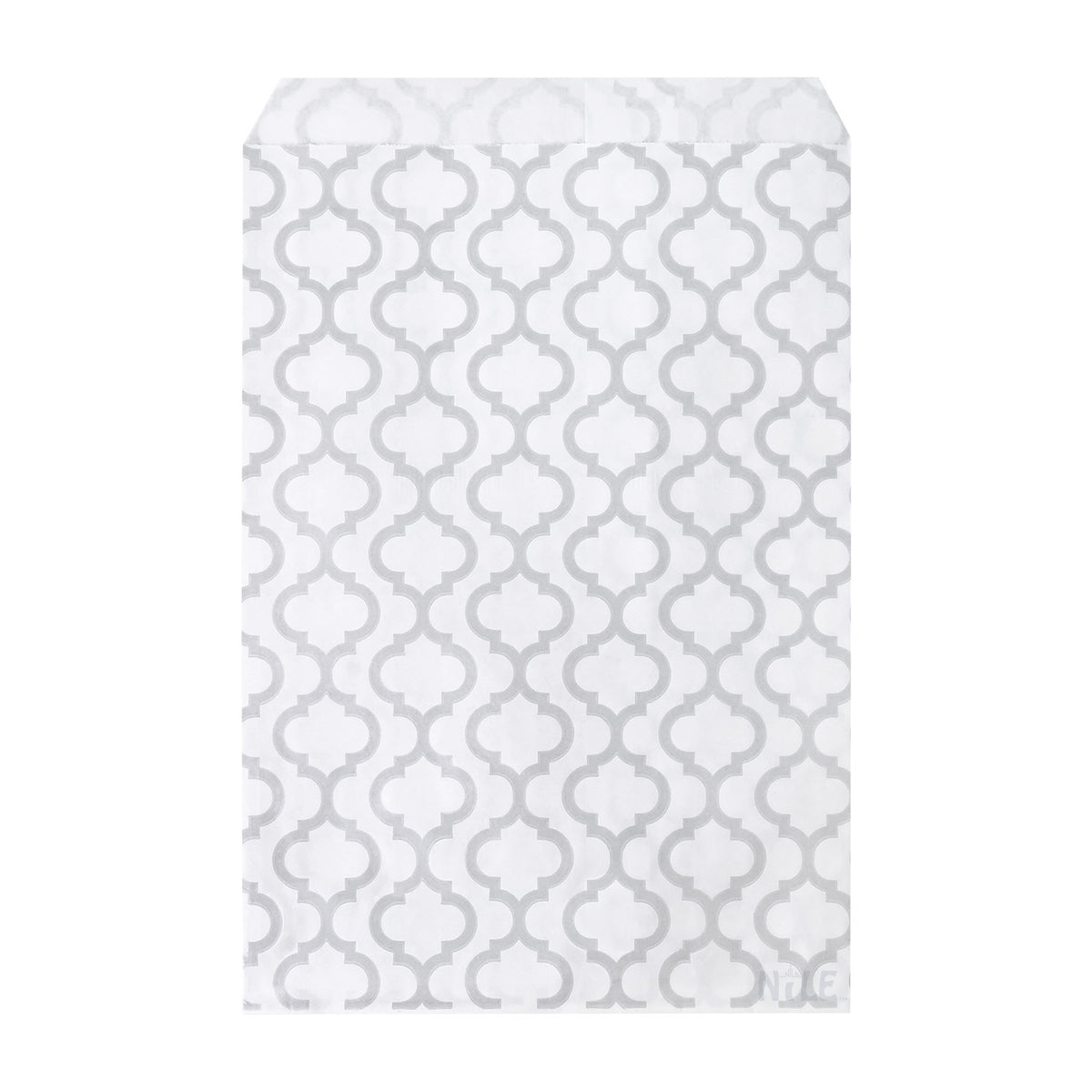 #EN046-SW Silver Moroccan Printed Paper Gift Bags 5"W x 7"H
