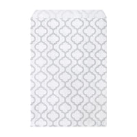 #EN046-SW Silver Moroccan Printed Paper Gift Bags 5"W x 7"H
