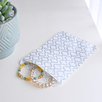 #EN046-SW Silver Moroccan Printed Paper Gift Bags 5"W x 7"H