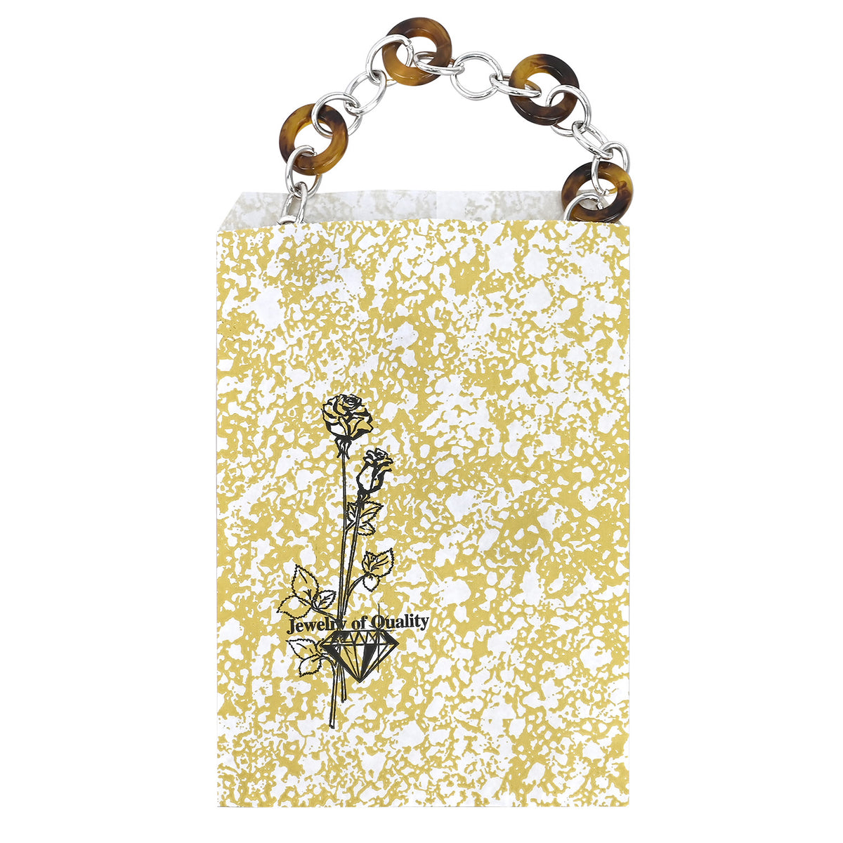 #EN116 Gold Tone Printed Paper Gift Bags 5"L x 7"H