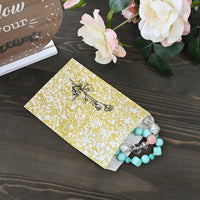 #EN116 Gold Tone Printed Paper Gift Bags 5"L x 7"H