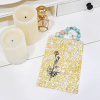 #EN116 Gold Tone Printed Paper Gift Bags 5"L x 7"H