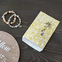 #EN117 Gold Tone Printed Paper Gift Bags 4"L x 6"H