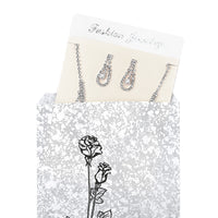 #EN125 Silver Tone Printed Paper Gift Bags 6"W x 9"H