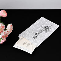 #EN125 Silver Tone Printed Paper Gift Bags 6"W x 9"H