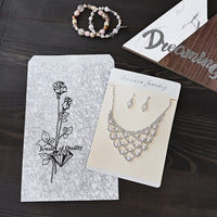 #EN125 Silver Tone Printed Paper Gift Bags 6"W x 9"H
