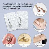 #EN126 Silver Tone Printed Paper Gift Bags 5"W x 7"H