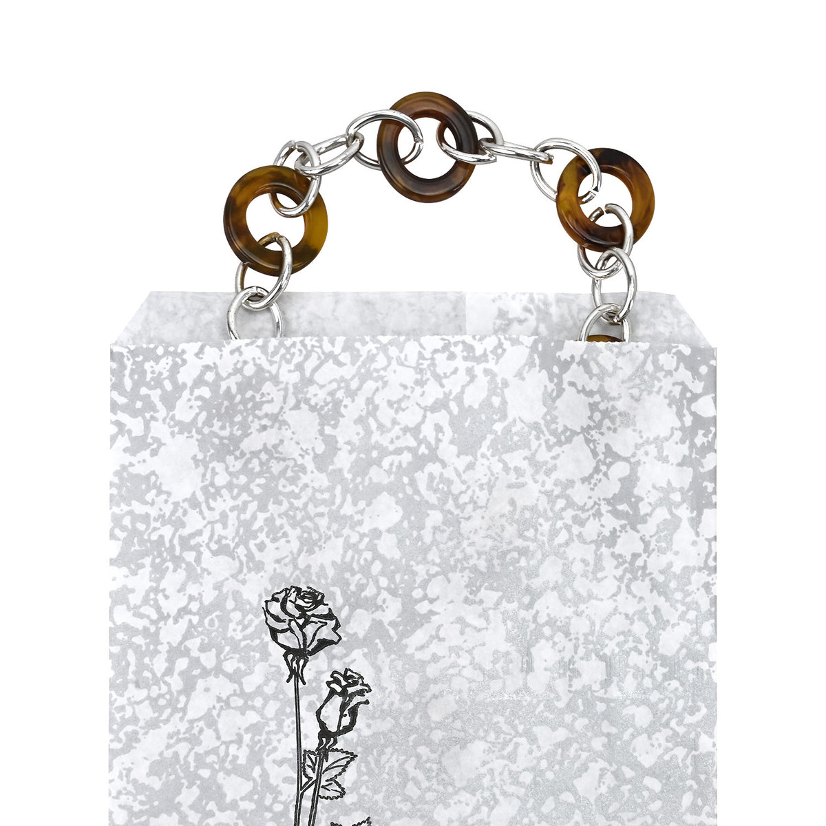 #EN126 Silver Tone Printed Paper Gift Bags 5"W x 7"H