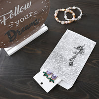 #EN127 Silver Tone Printed Paper Gift Bags 4"W x 6"H